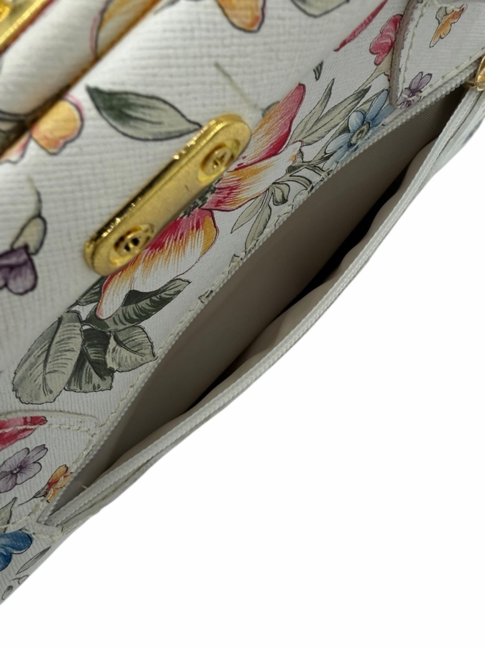 Borgonicochio Italian Leather Floral Satchel Top Handle Bag Gold Hardware - Picture 9 of 12
